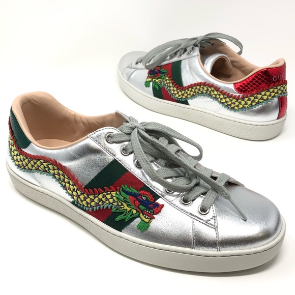 gucci ace embroidered dragon